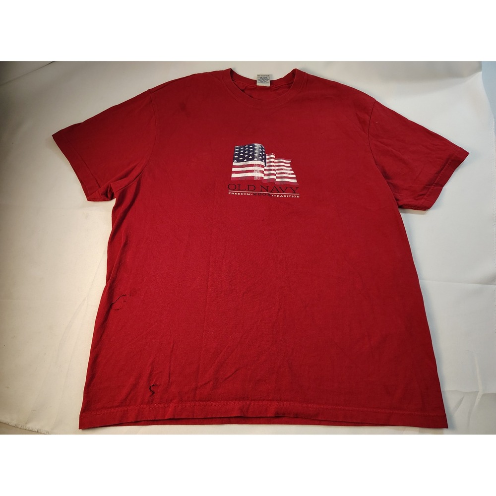 Old Navy 2005 Freedom Tradition American Flag Graphic Y2K Retro Red T-Shirt XL